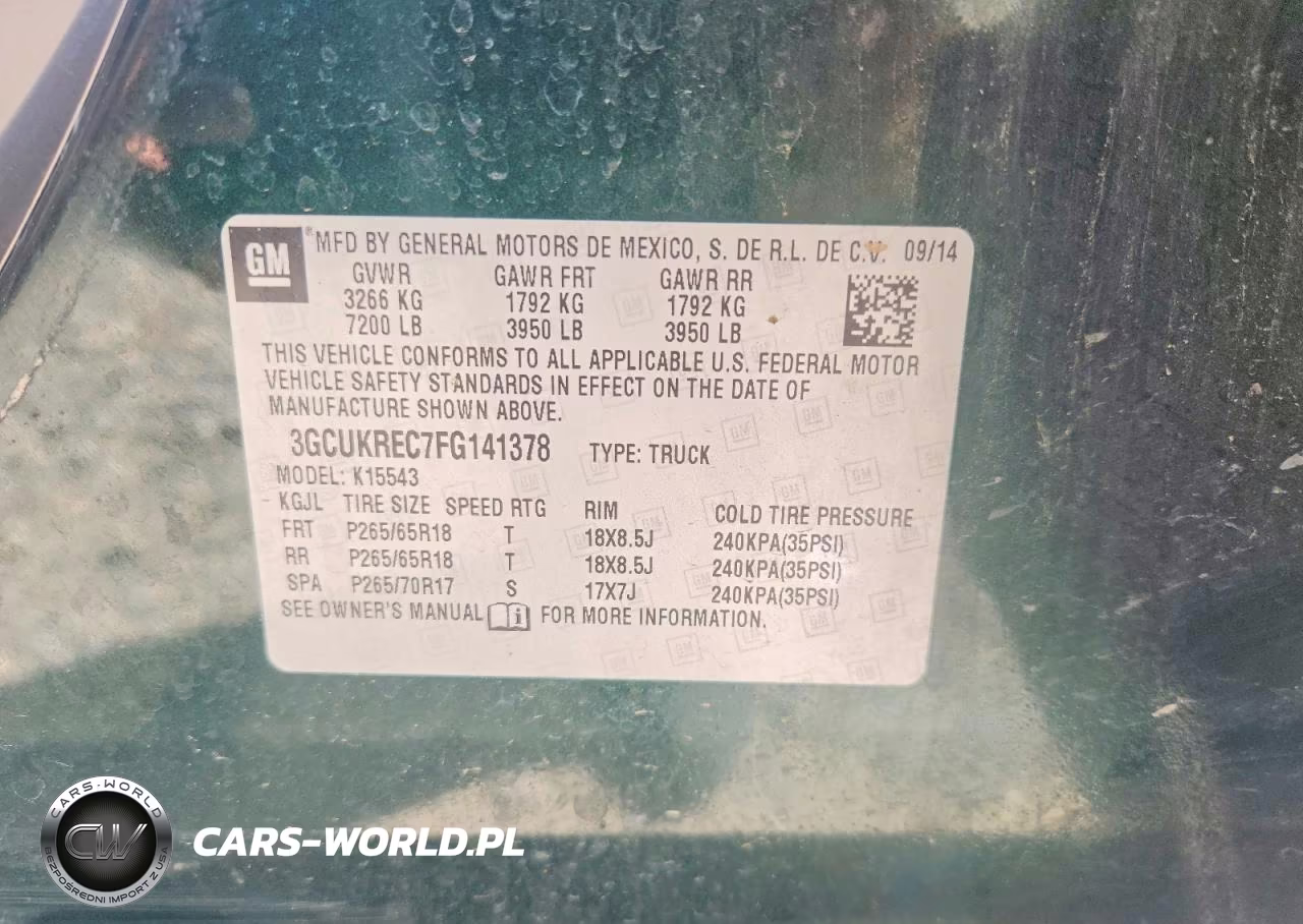 2015 Chevrolet Silv1500 4Wd VIN:3GCUKREC7FG141378 - 12