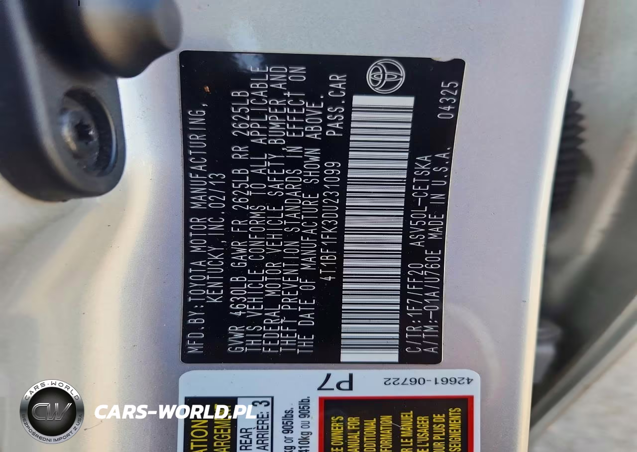 2013 Toyota Camry Se VIN:4T1BF1FK3DU231099 - 12