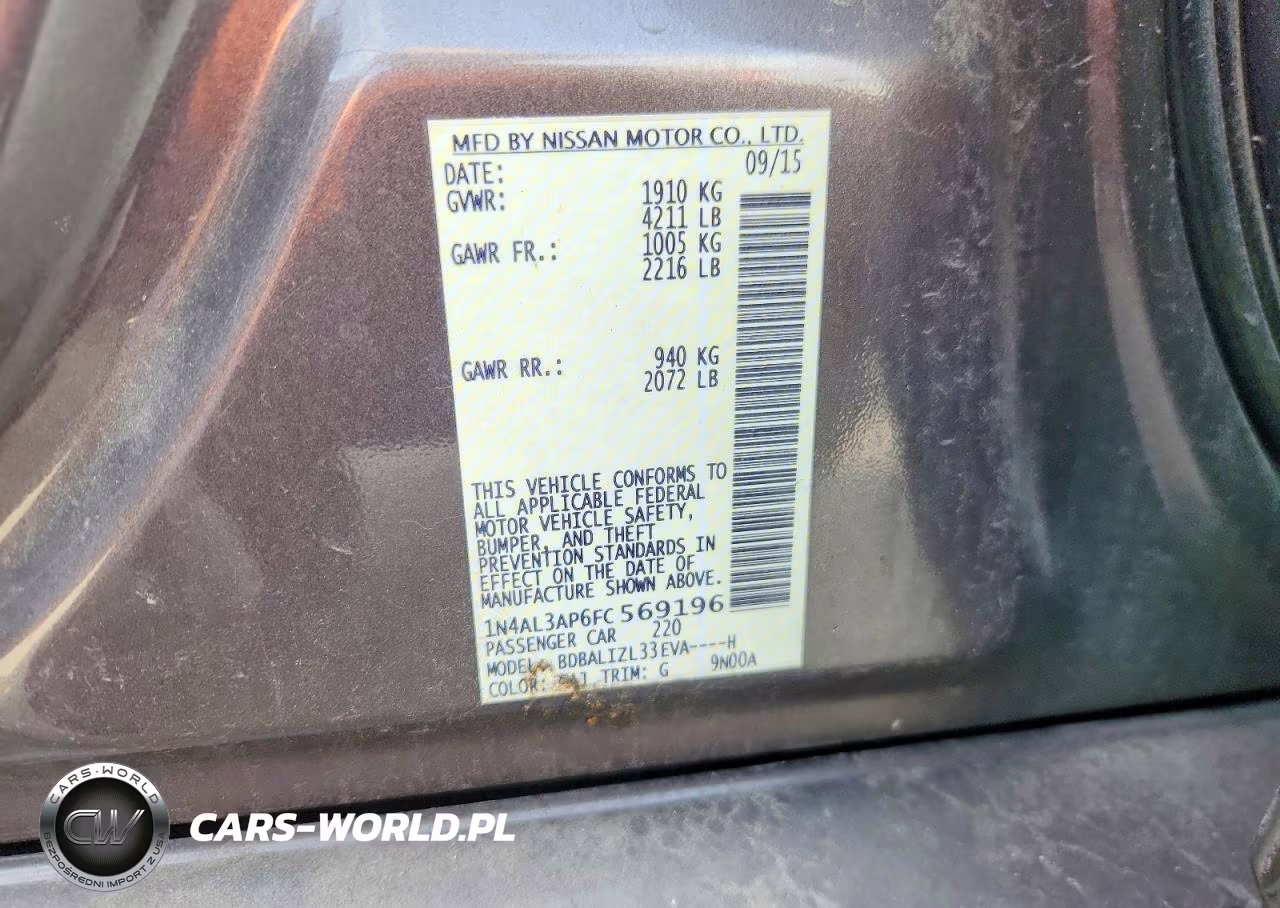 2015 Nissan Altima 2.5 Sv VIN:1N4AL3AP6FC569196 - 12