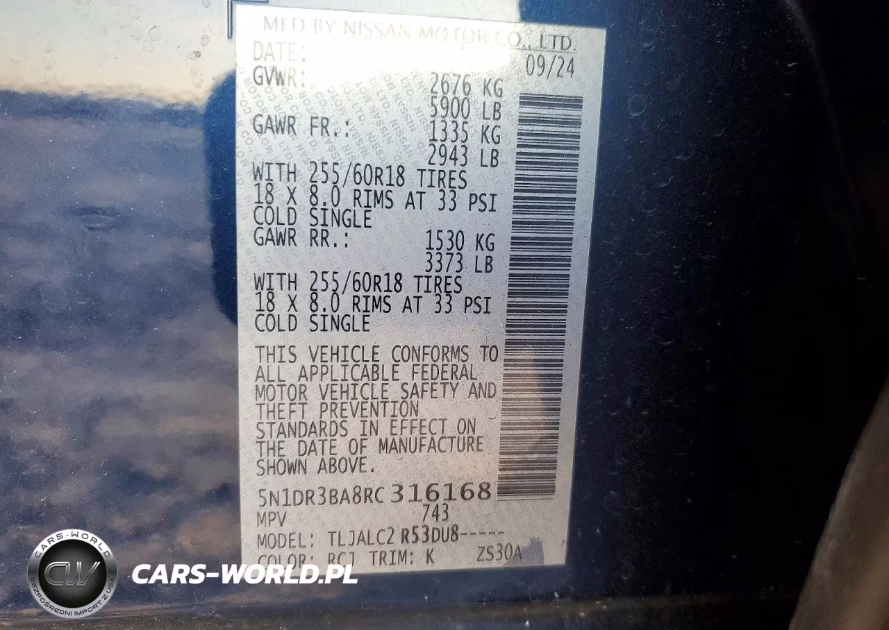 2024 Nissan Pathfinder Sv VIN:5N1DR3BA8RC316168 - 14