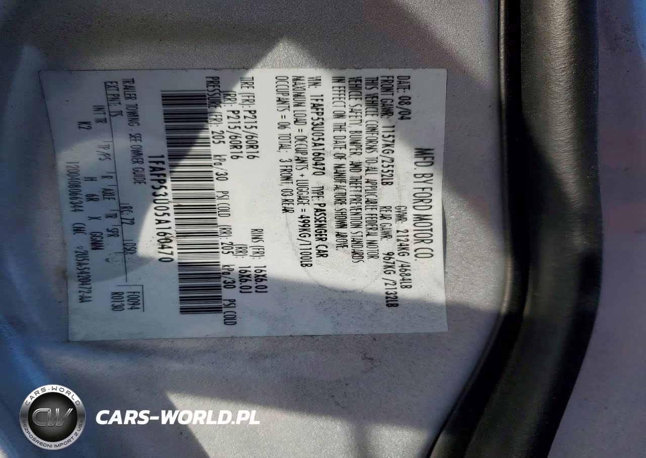 2005 Ford Taurus Se VIN:1FAFP53U05A160470 - 12