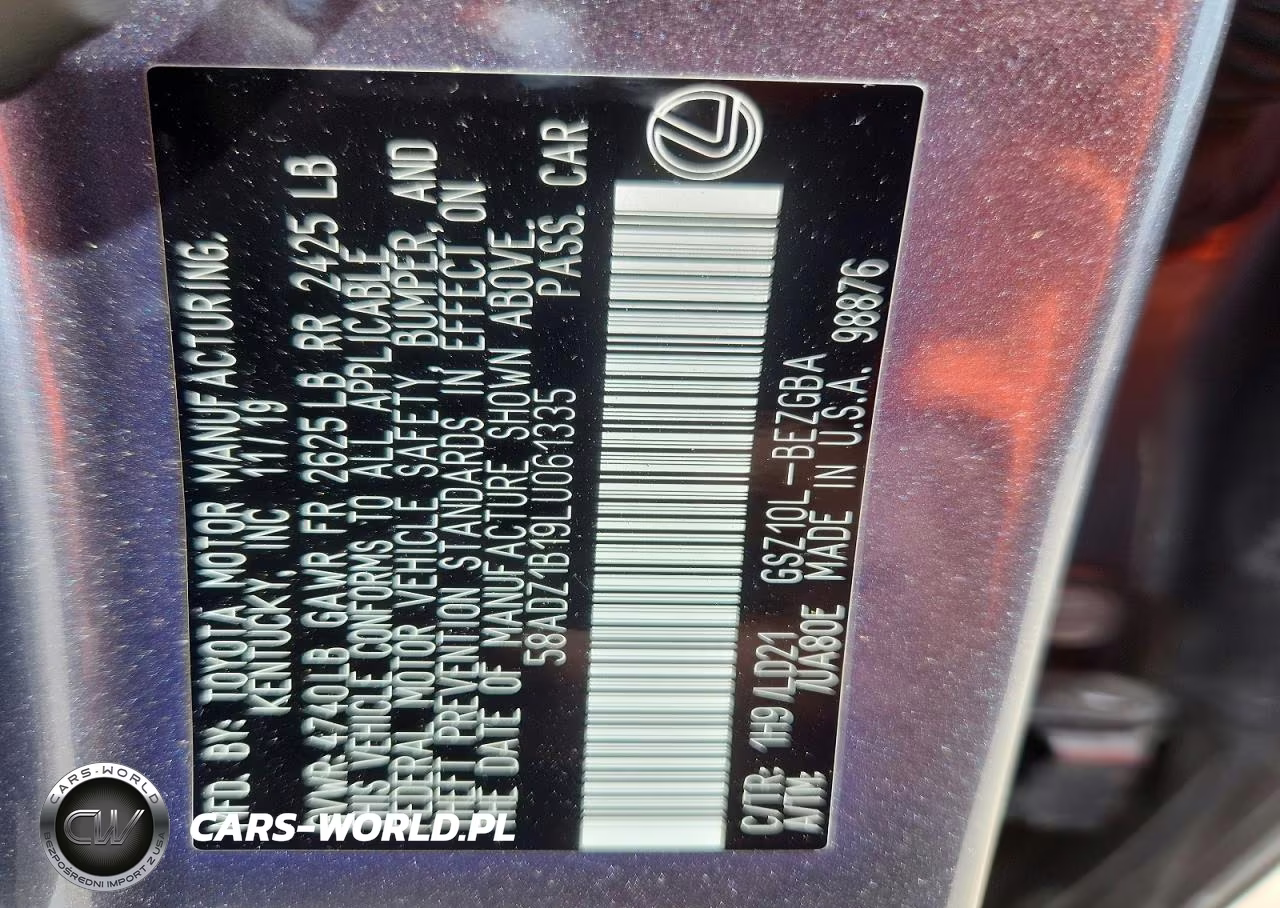 2020 Lexus Es 350 VIN:58ADZ1B19LU061335 - 13