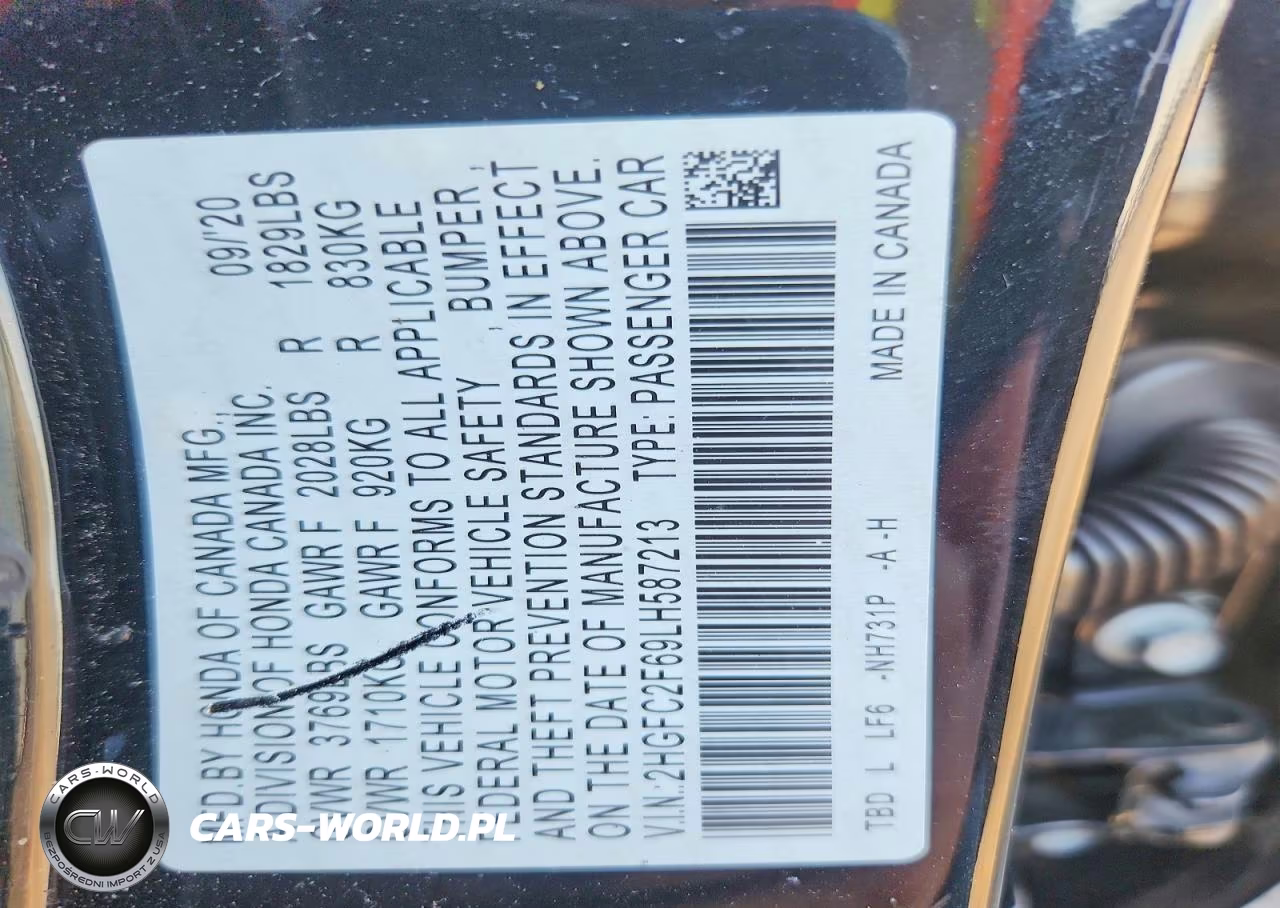 2020 Honda Civic Lx VIN:2HGFC2F69LH587213 - 12