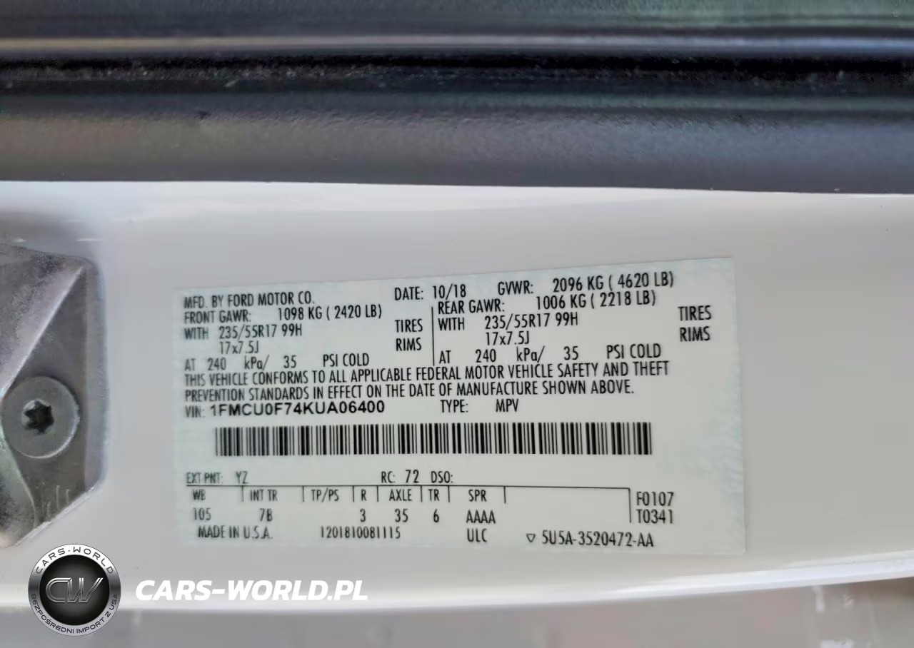 2019 Ford Escape S VIN:1FMCU0F74KUA06400 - 13