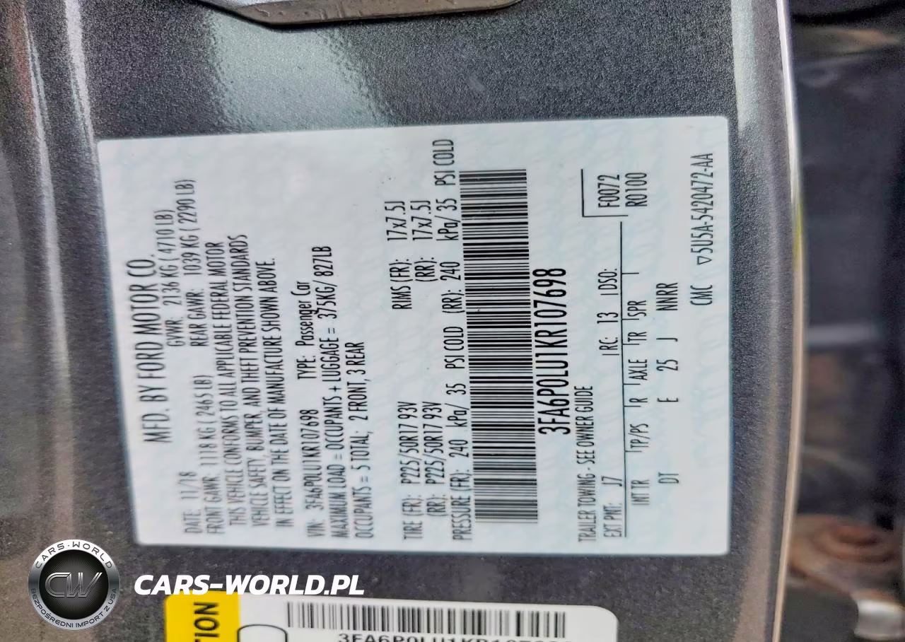2019 Ford Fusion Se VIN:3FA6P0LU1KR107698 - 13