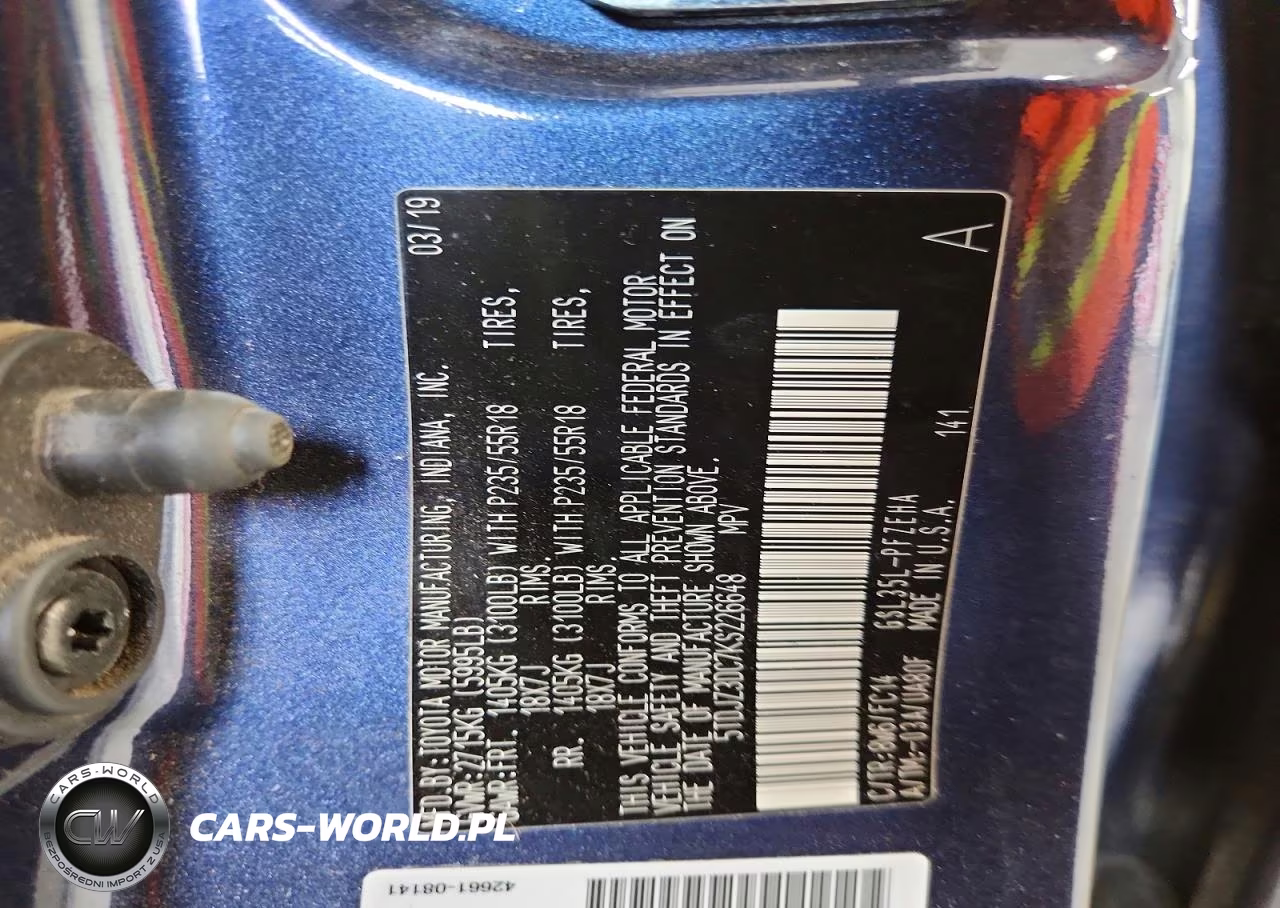 2019 Toyota Sieanna VIN:5TDJZ3DC7KS226648 - 13