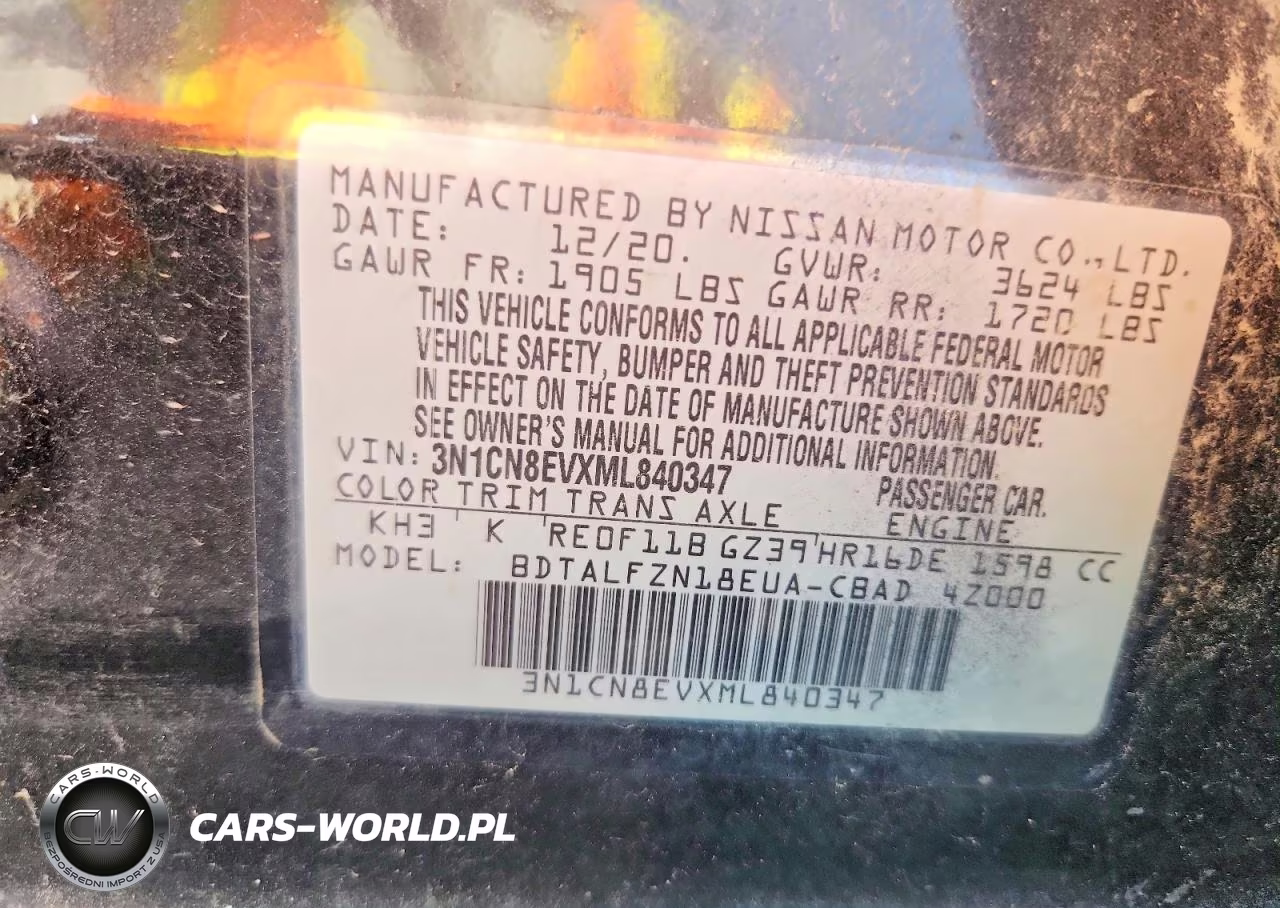 2021 Nissan Versa Sv VIN:3N1CN8EVXML840347 - 12