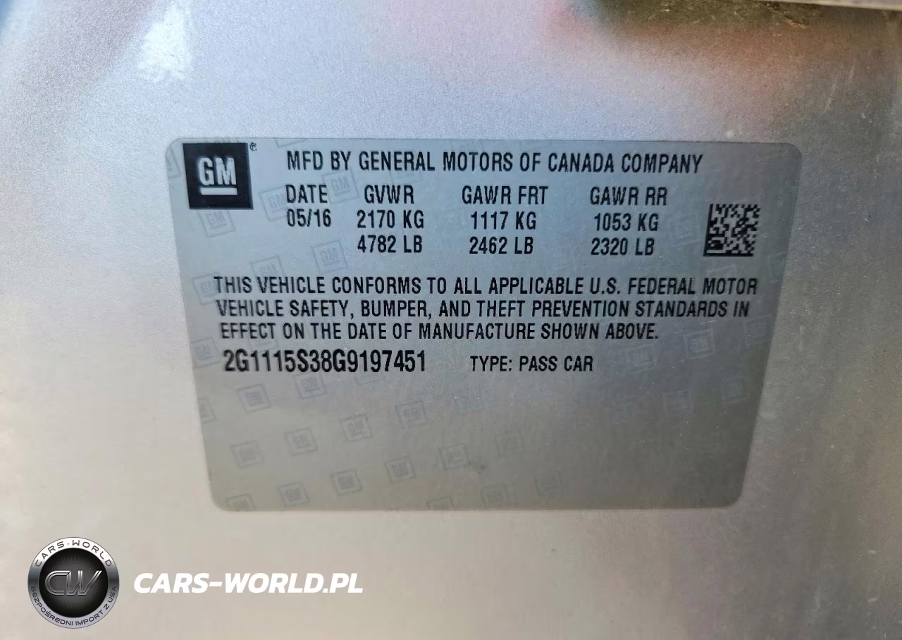 2016 Chevrolet Impala Lt VIN:2G1115S38G9197451 - 12