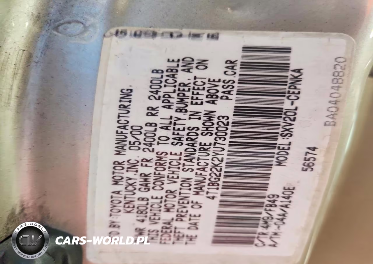 2000 Toyota Camry Le VIN:4T1BG22K2YU730023 - 12