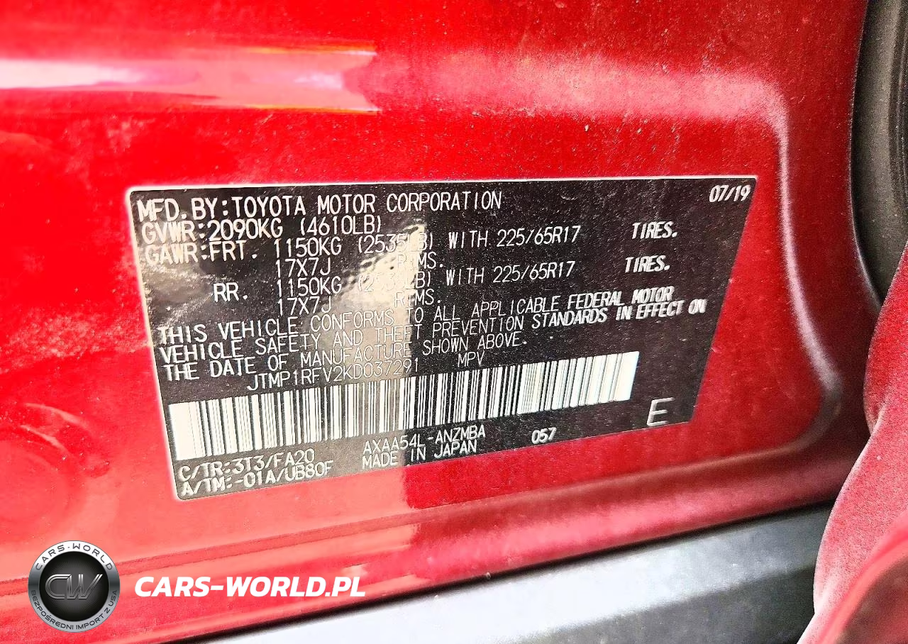 2019 Toyota Rav4 Xle VIN:JTMP1RFV2KD037291 - 14