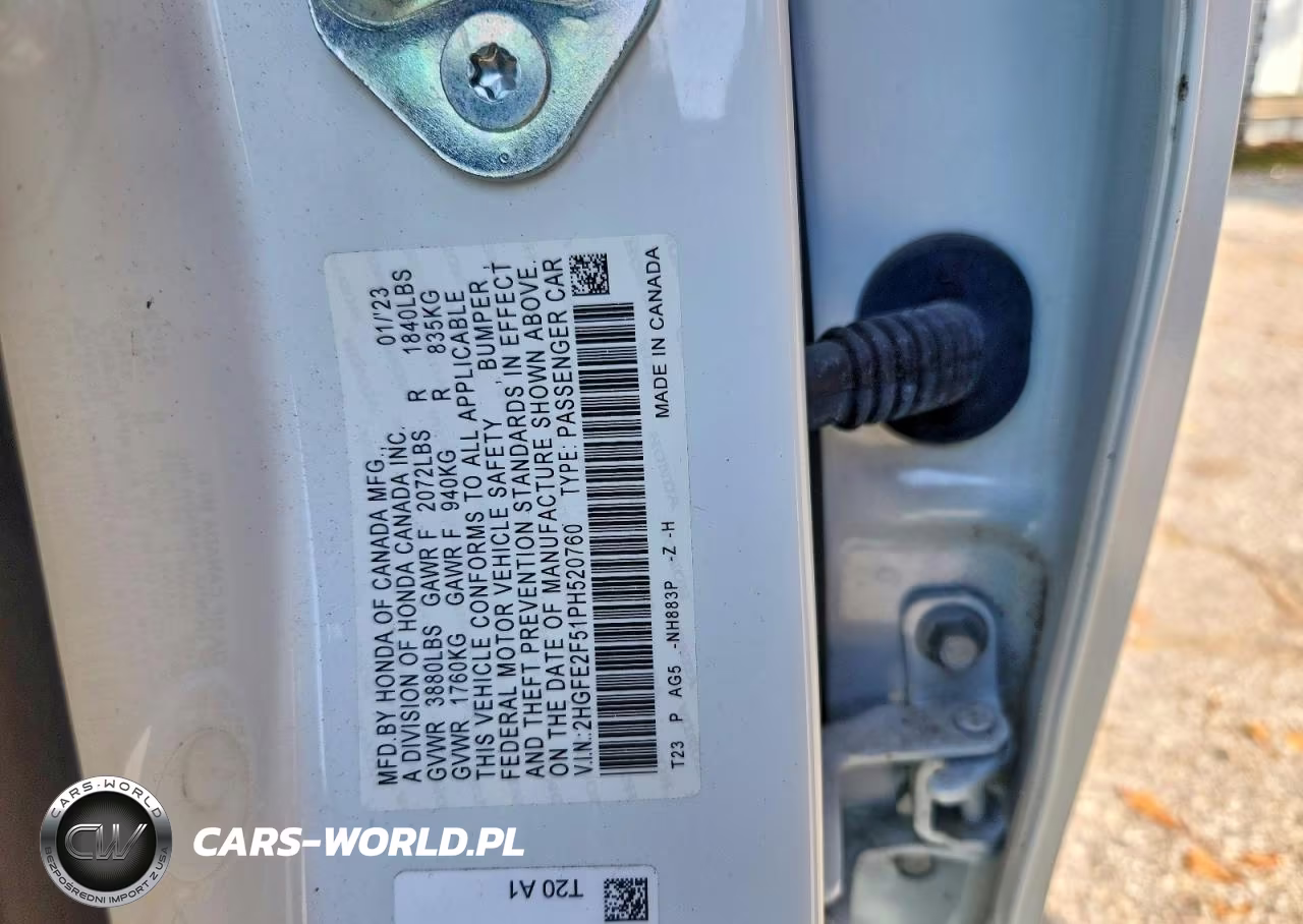 2023 Honda Civic Sport VIN:2HGFE2F51PH520760 - 12