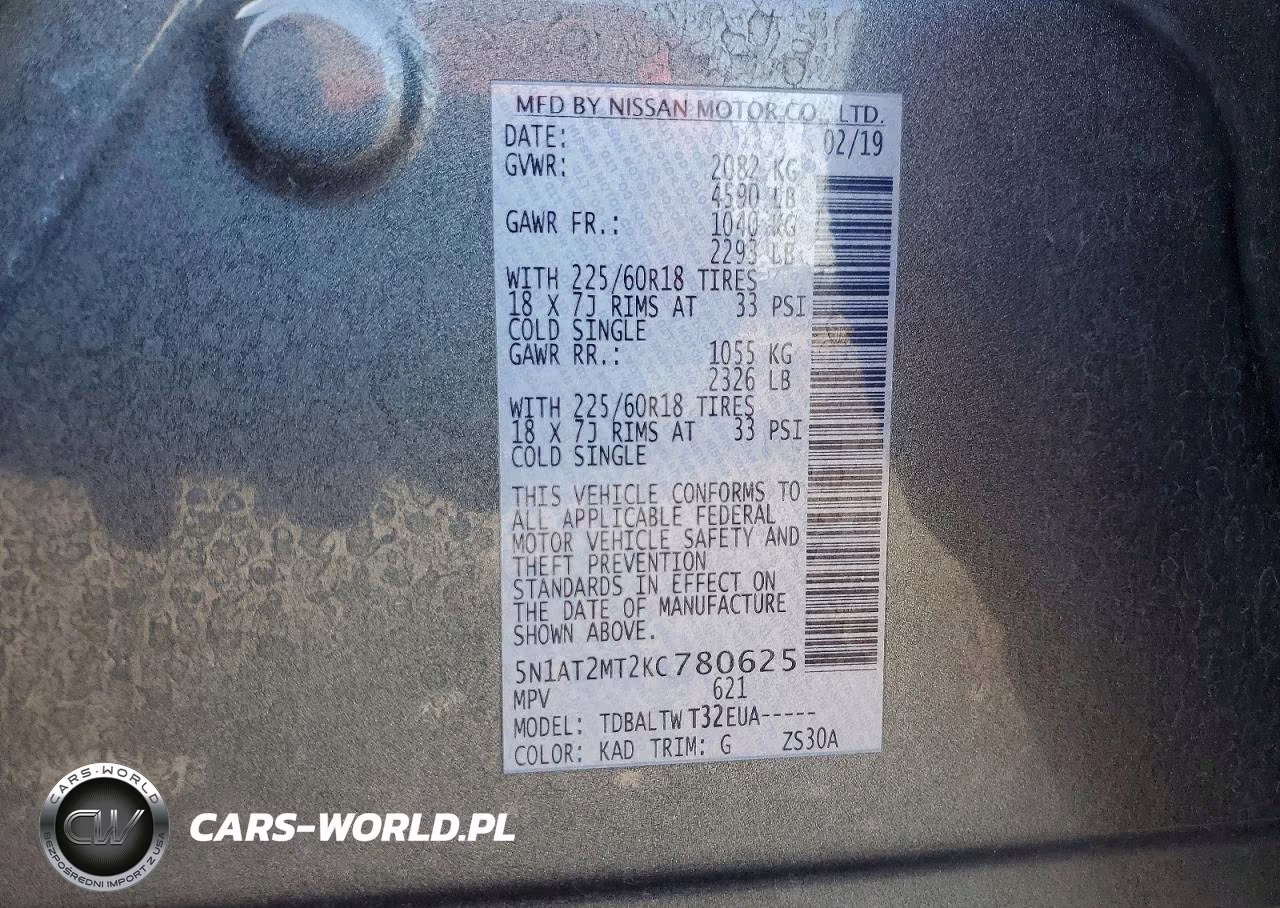 2019 Nissan Rogue Sv VIN:5N1AT2MT2KC780625 - 13