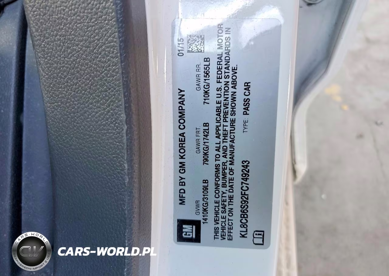 2015 Chevrolet Spark Ls VIN:KL8CB6S92FC749243 - 12