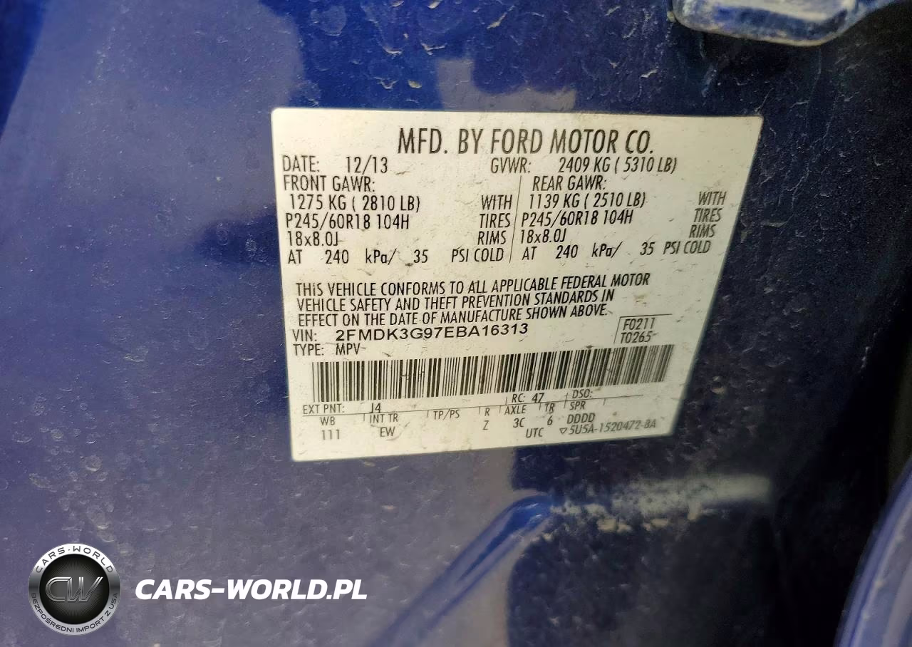 2014 Ford Edge Se VIN:2FMDK3G97EBA16313 - 12