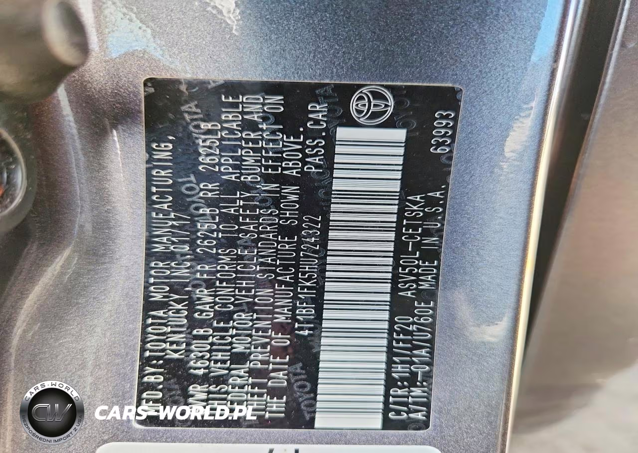 2017 Toyota Camry Se VIN:4T1BF1FK5HU724322 - 12