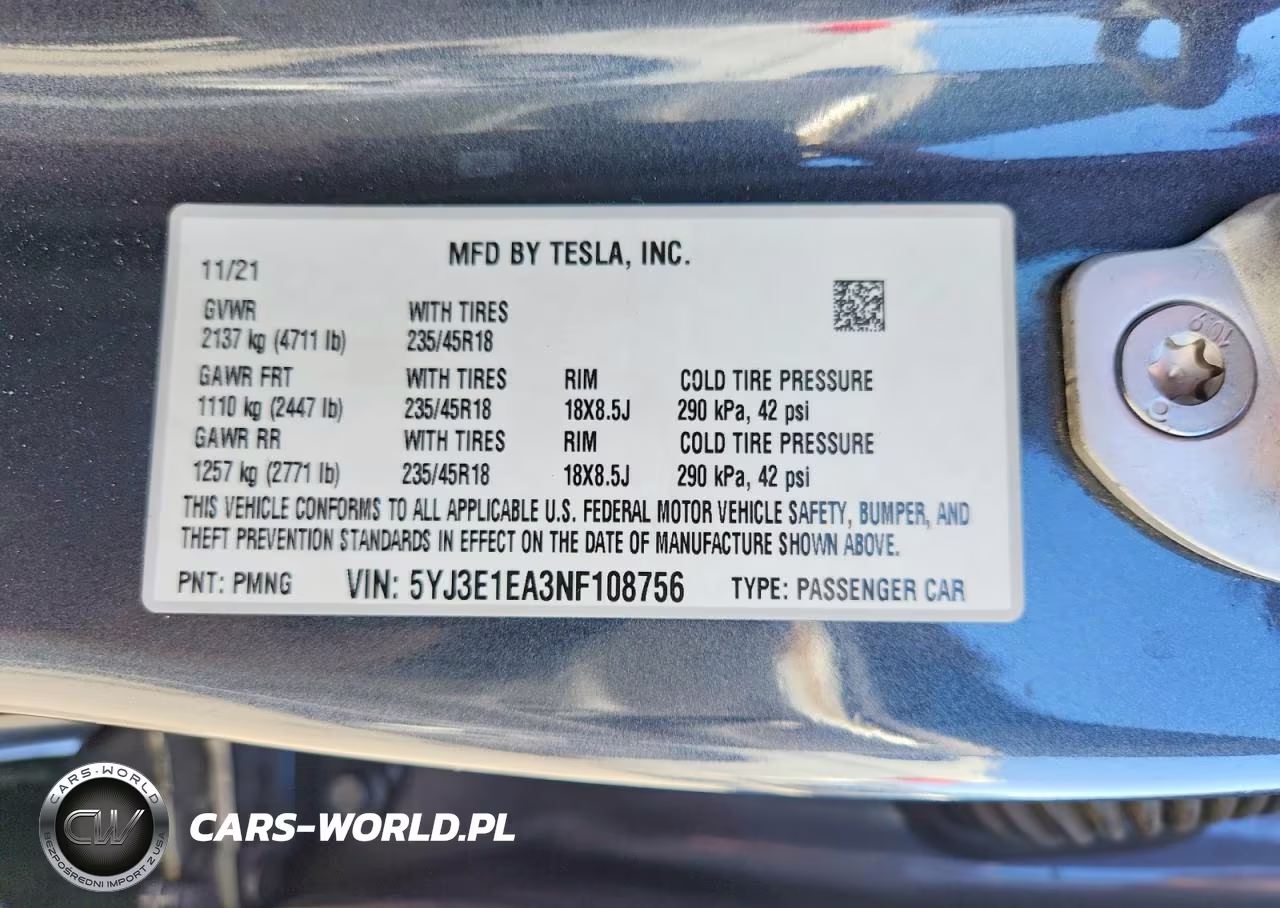 2022 Tesla Model 3 VIN:5YJ3E1EA3NF108756 - 12
