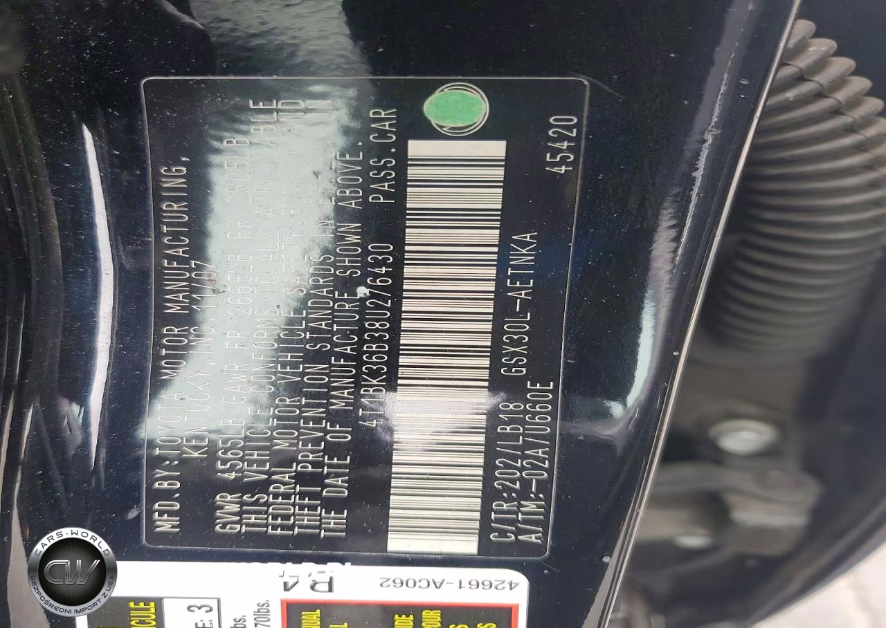 2008 Toyota Avalon Touring VIN:4T1BK36B38U276430 - 12