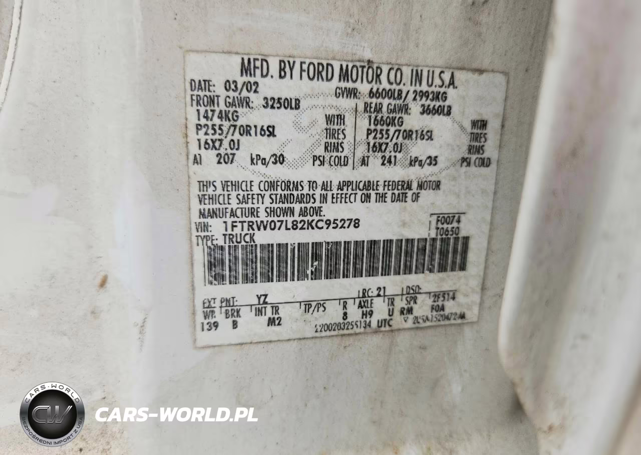 2002 Ford F150 Supercrew VIN:1FTRW07L82KC95278 - 12
