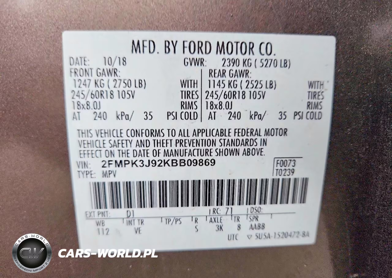 2019 Ford Edge Sel VIN:2FMPK3J92KBB09869 - 13