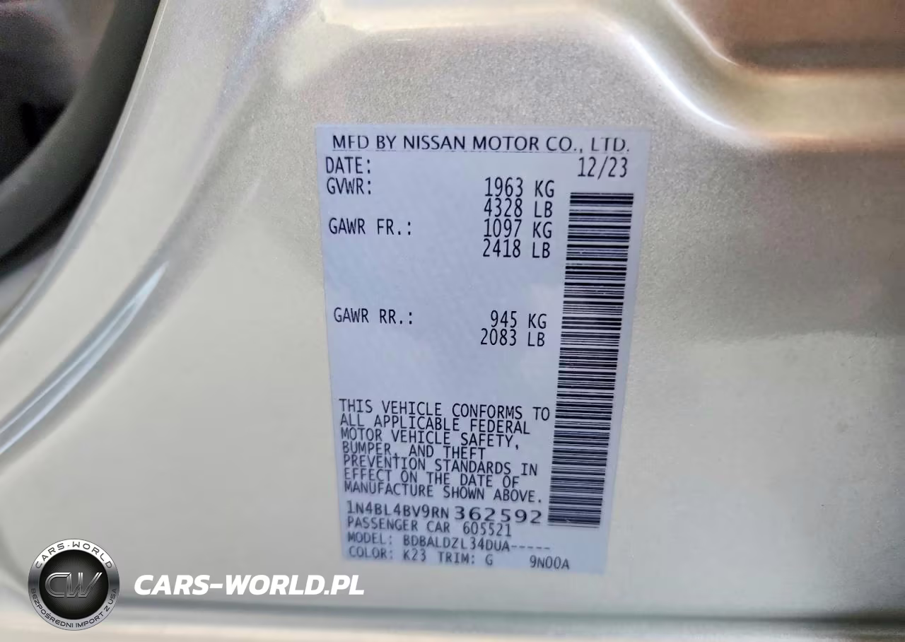 2024 Nissan Altima S VIN:1N4BL4BV9RN362592 - 12