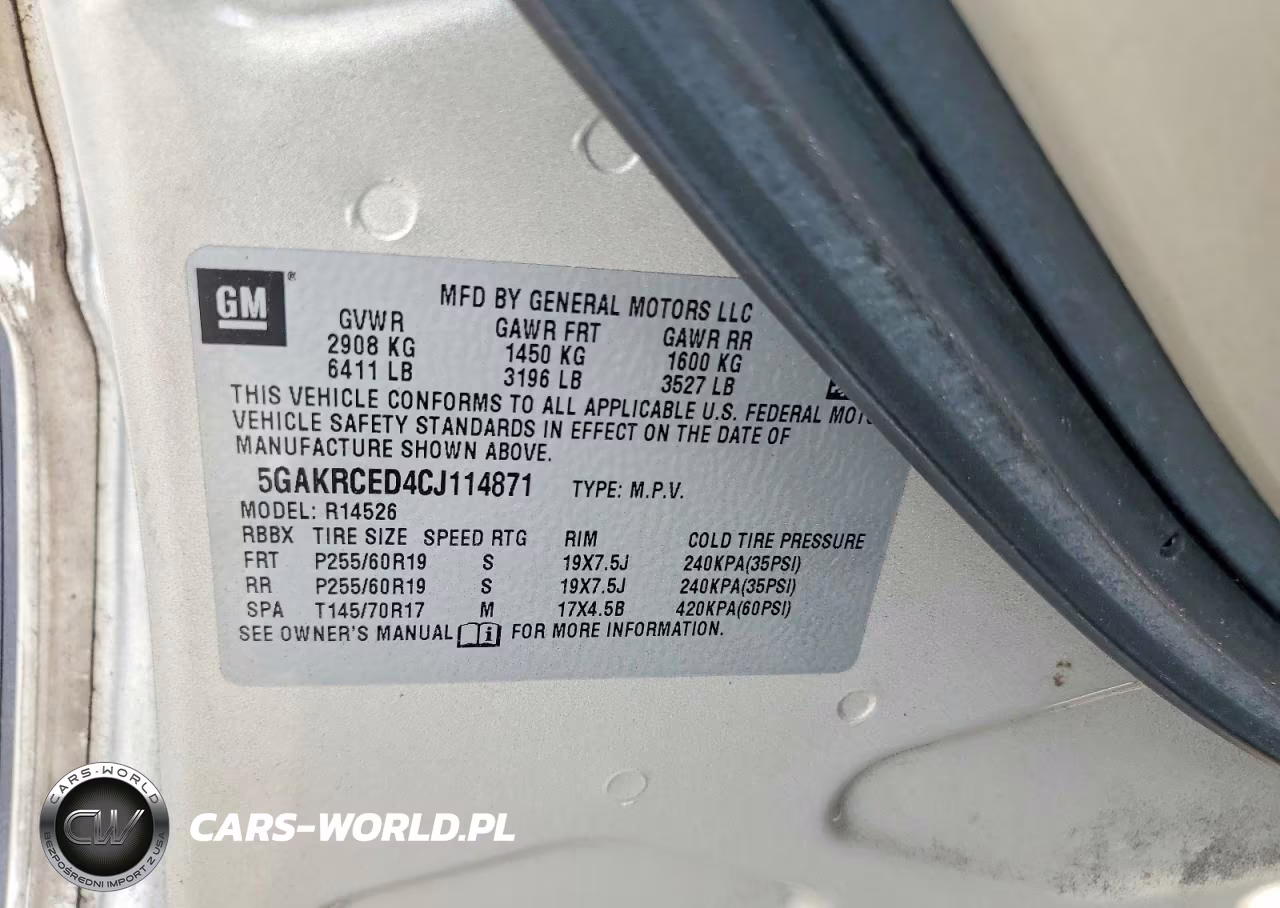 2012 Buick Enclave VIN:5GAKRCED4CJ114871 - 13