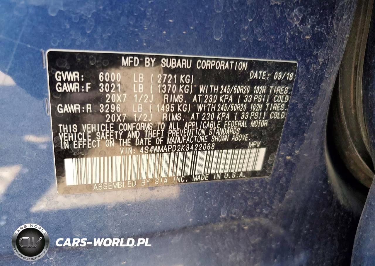 2019 Subaru Ascent Limited VIN:4S4WMAPD2K3422068 - 13