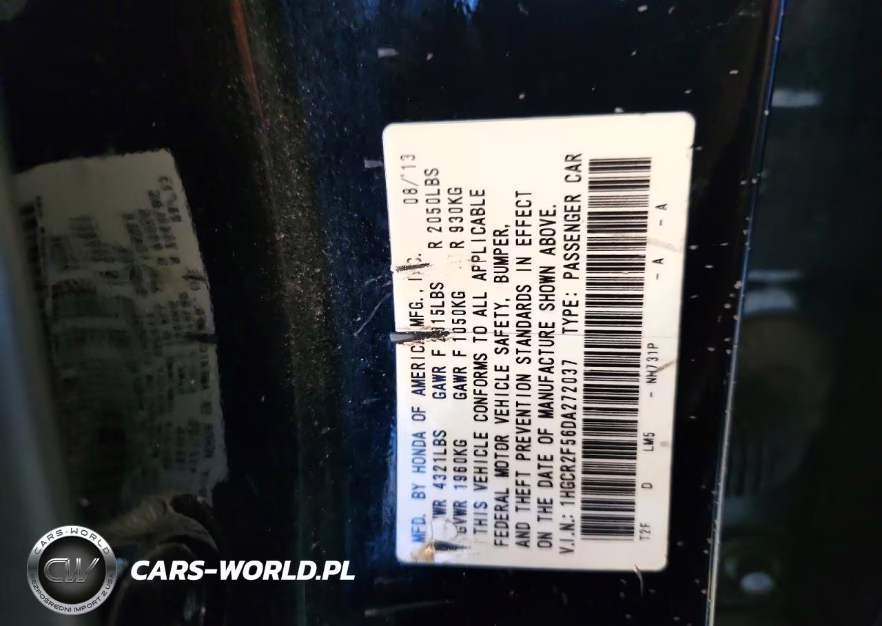 2013 Honda Accord Sport VIN:1HGCR2F56DA272037 - 12