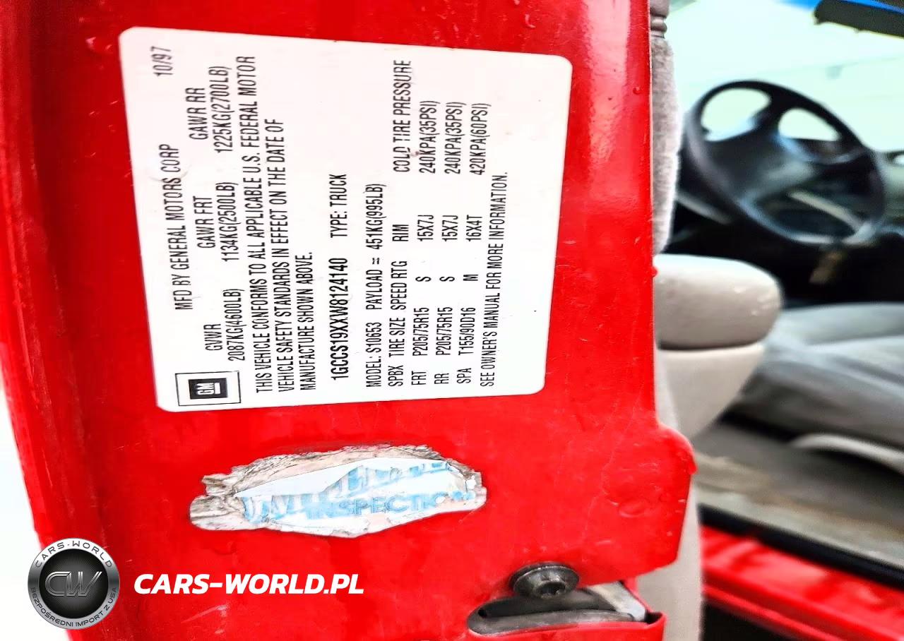 1998 Chevrolet S10 Extend VIN:1GCCS19XXW8124140 - 12