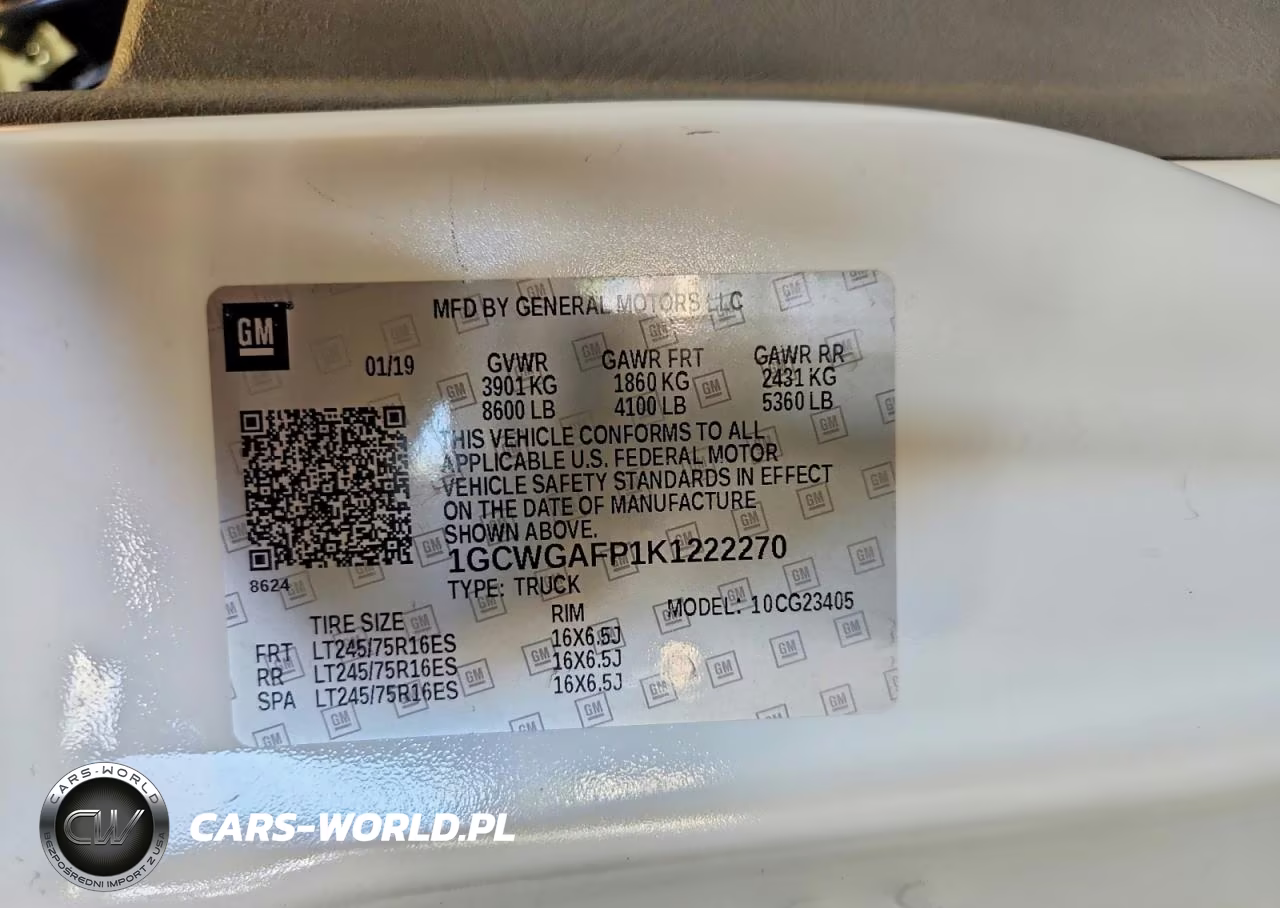 2019 Chevrolet Express G2500 VIN:1GCWGAFP1K1222270 - 13