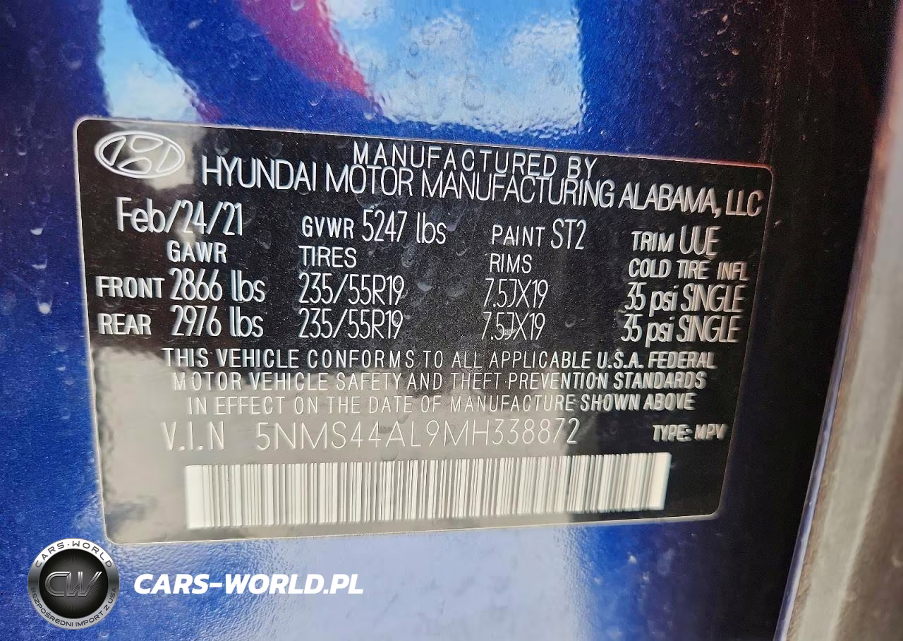 2021 Hyundai Santa Fe Limited VIN:5NMS44AL9MH338872 - 14