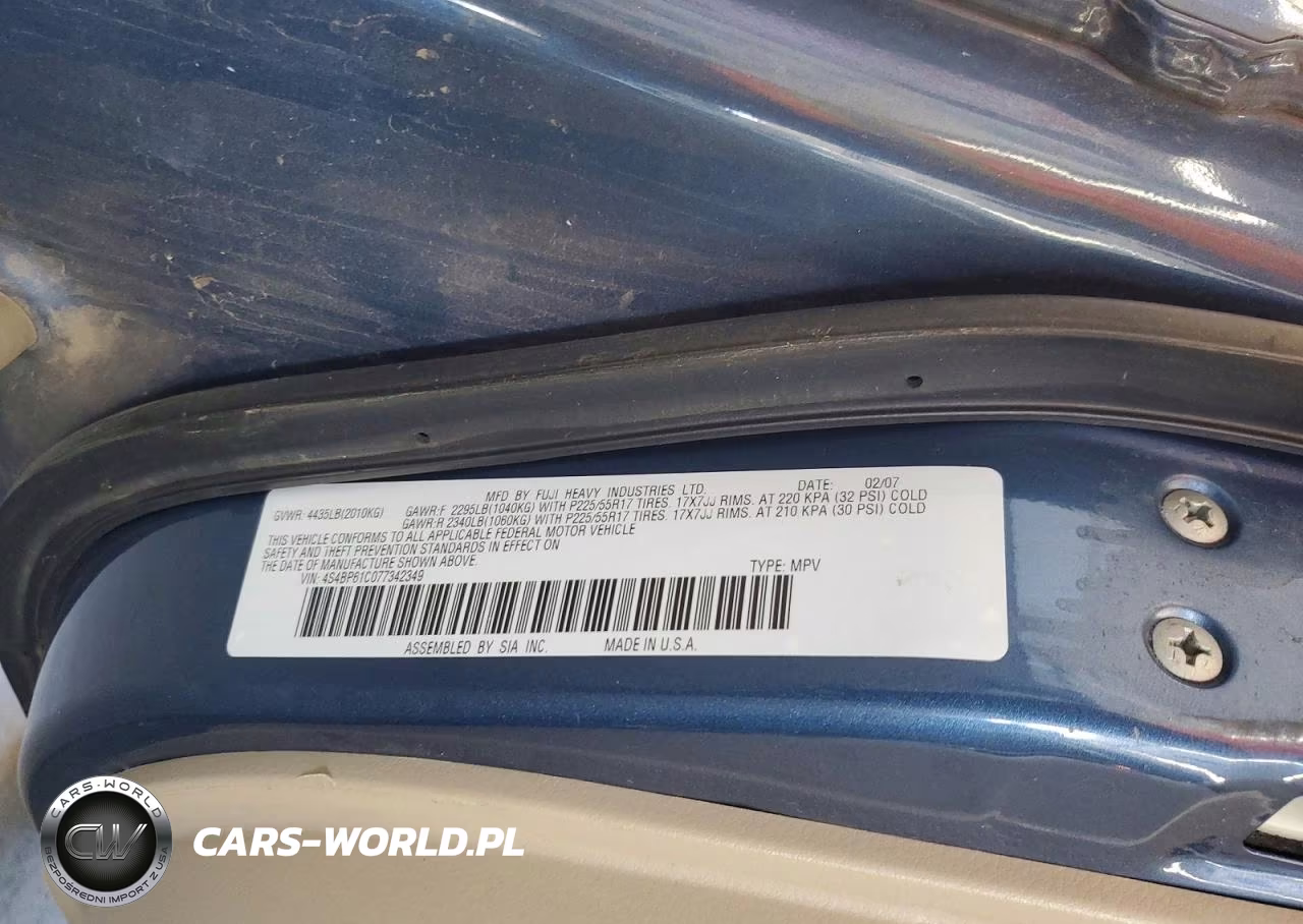 2007 Subaru Outback Outback 2.5I VIN:4S4BP61C077342349 - 12