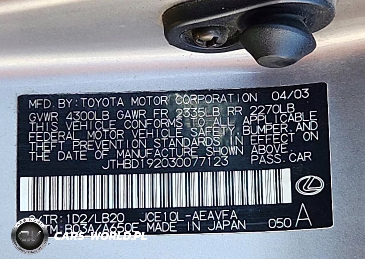 2003 Lexus Is 300 Base VIN:JTHBD192030077123 - 12