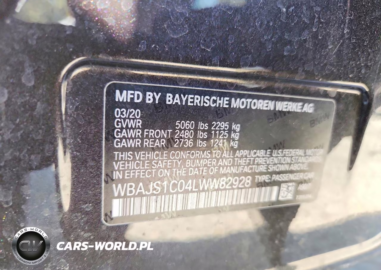 2020 BMW 540 I VIN:WBAJS1C04LWW82928 - 12
