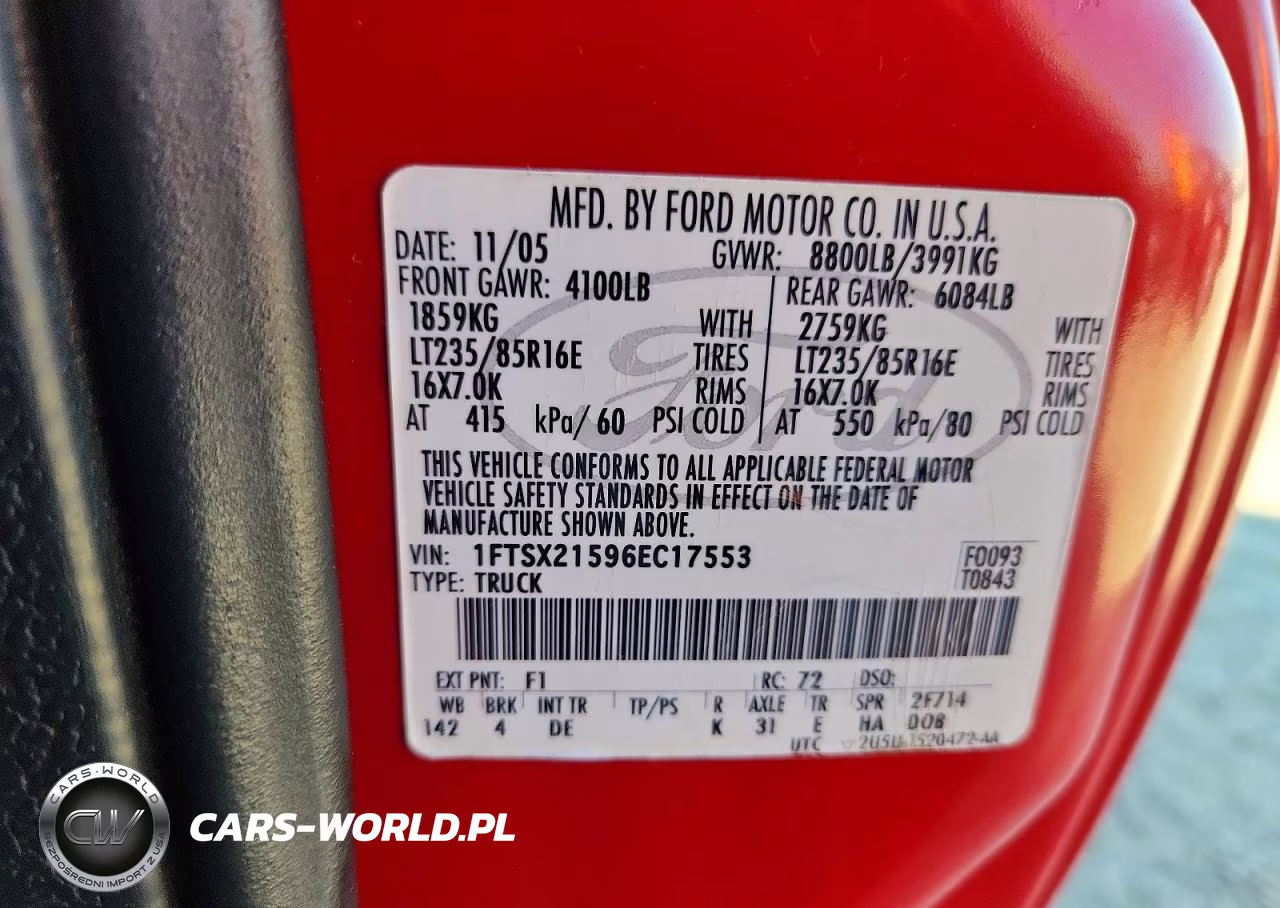 2006 Ford F250 Super Duty VIN:1FTSX21596EC17553 - 12