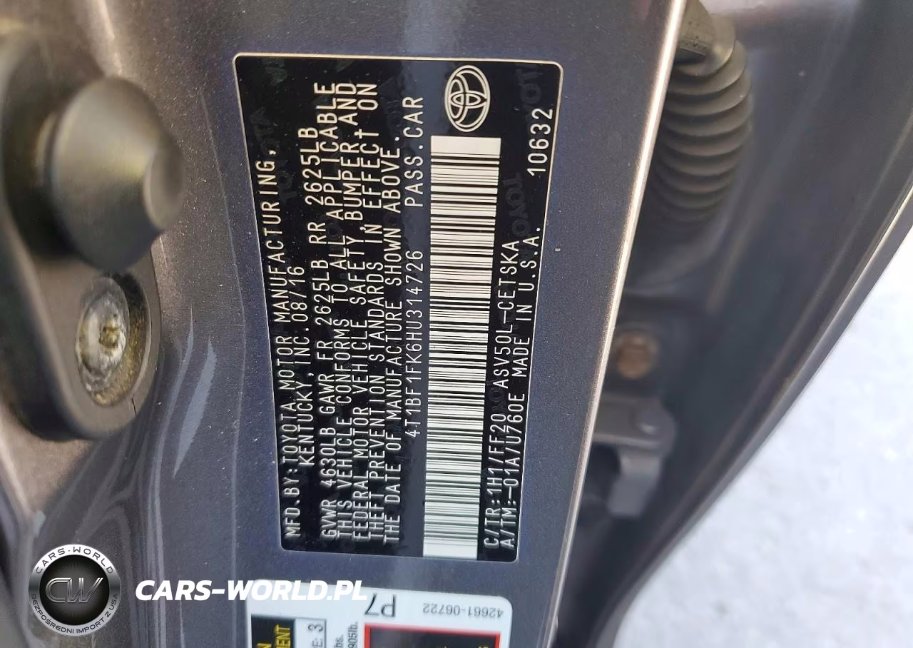 2017 Toyota Camry Se VIN:4T1BF1FK6HU314726 - 12