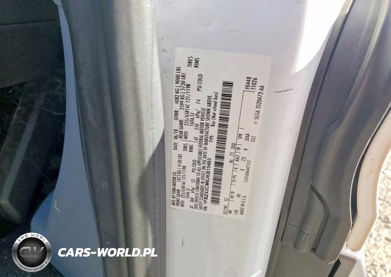 2018 Ford Transit T-350 VIN:1FBZX2CM9JKB15493 - 12