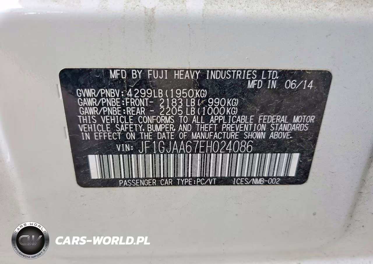 2014 Subaru Impreza VIN:JF1GJAA67EH024086 - 12