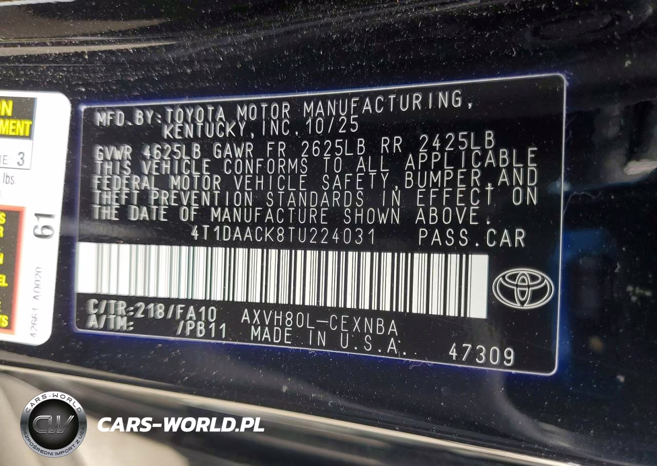 2026 Toyota Camry Le VIN:4T1DAACK8TU224031 - 13