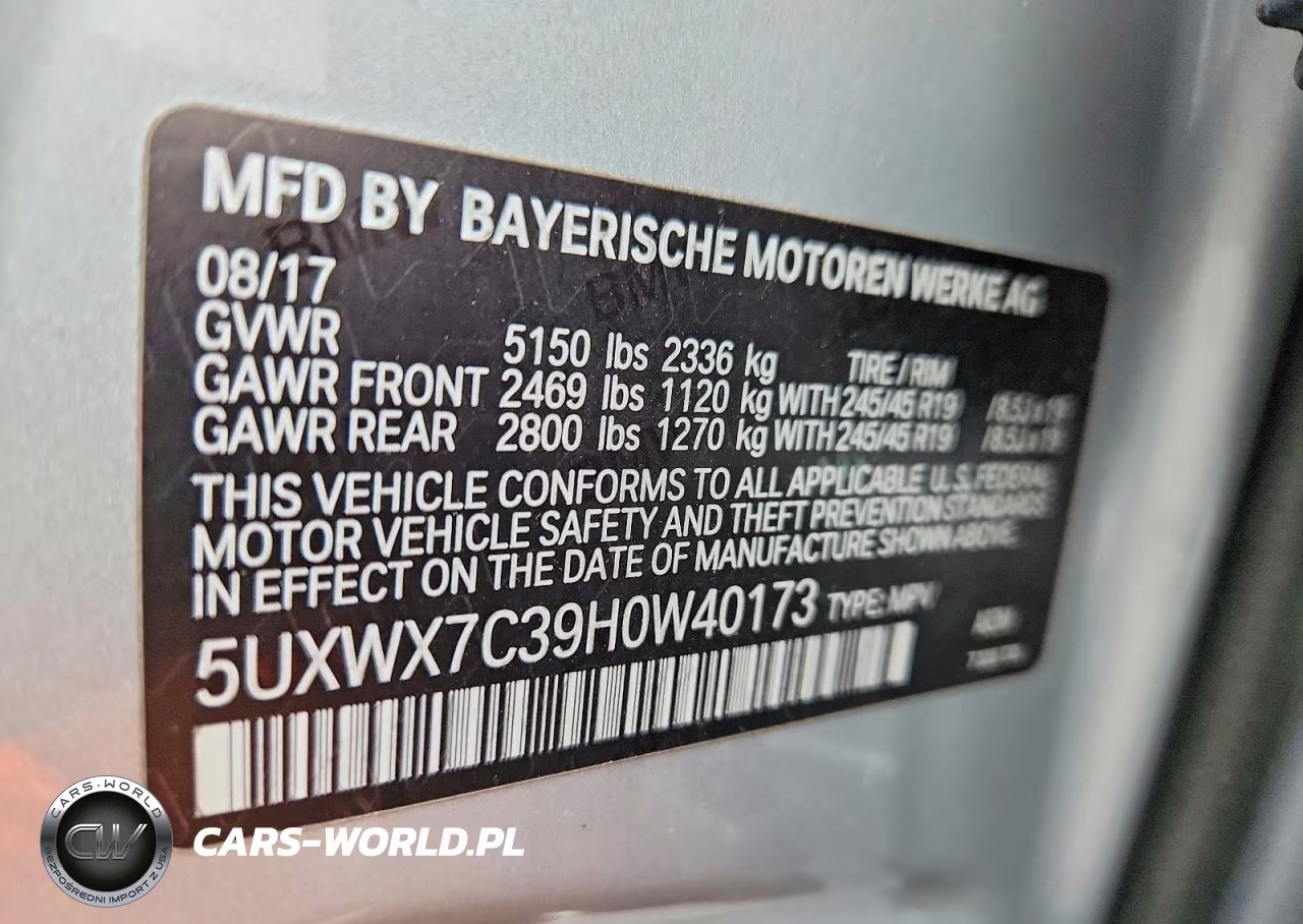 2017 BMW X3 xDrive35I VIN:5UXWX7C39H0W40173 - 12