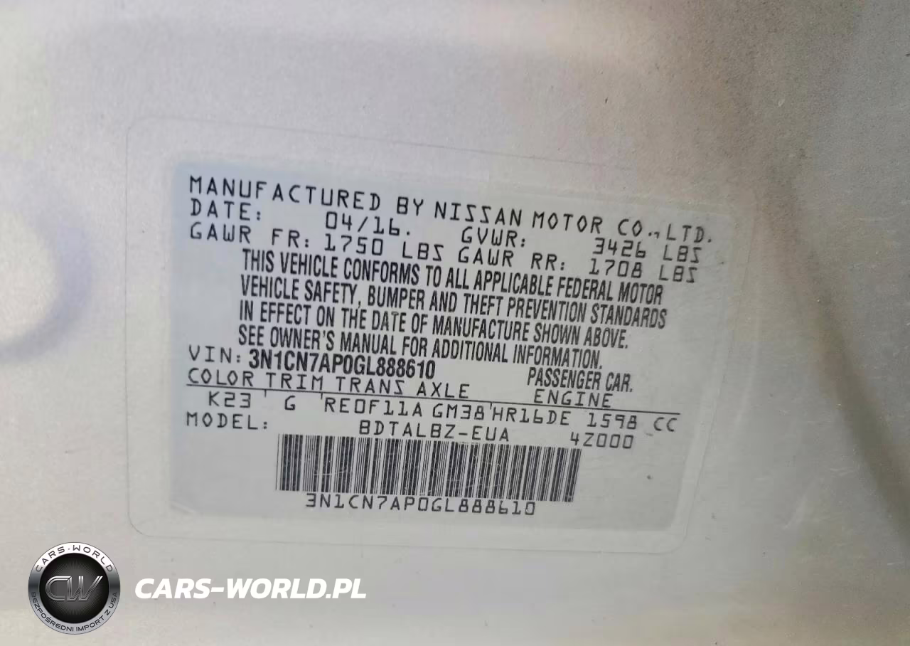 2016 Nissan Versa 1.6 Sv VIN:3N1CN7AP0GL888610 - 12