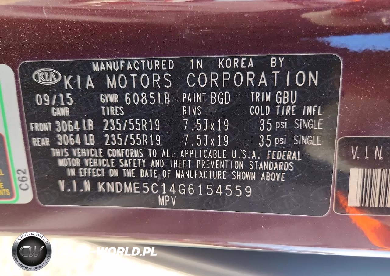 2016 Kia Sedona Sxl VIN:KNDME5C14G6154559 - 13