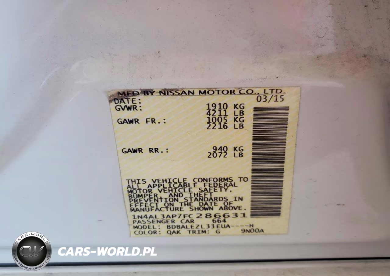 2015 Nissan Altima 2.5 S VIN:1N4AL3AP7FC286631 - 12