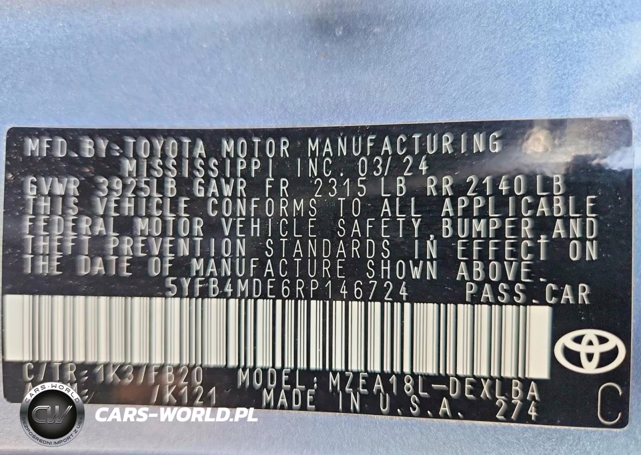2024 Toyota Corolla Le VIN:5YFB4MDE6RP146724 - 12