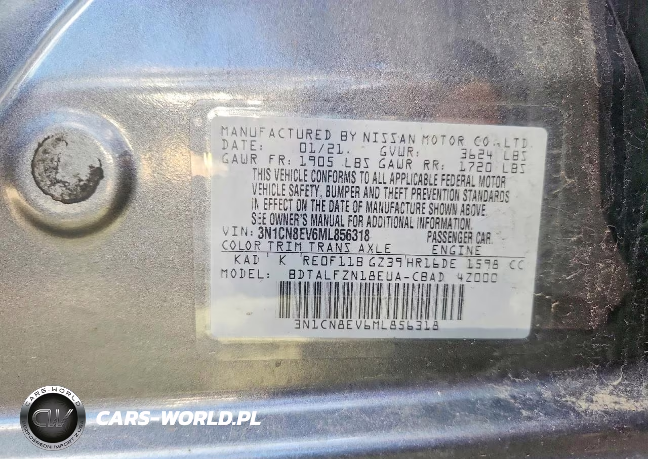 2021 Nissan Versa Sv VIN:3N1CN8EV6ML856318 - 12