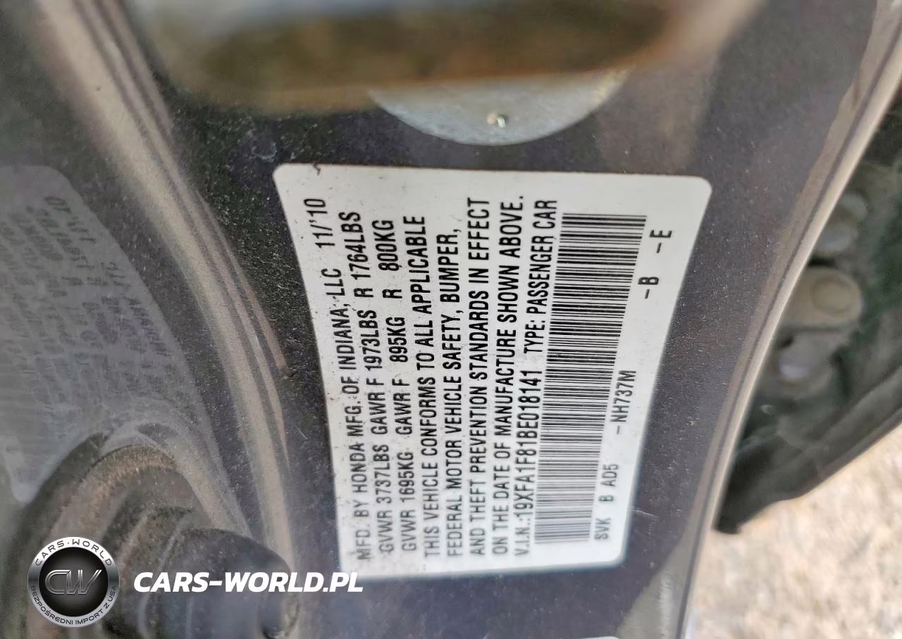 2011 Honda Civic Ex VIN:19XFA1F81BE018141 - 12