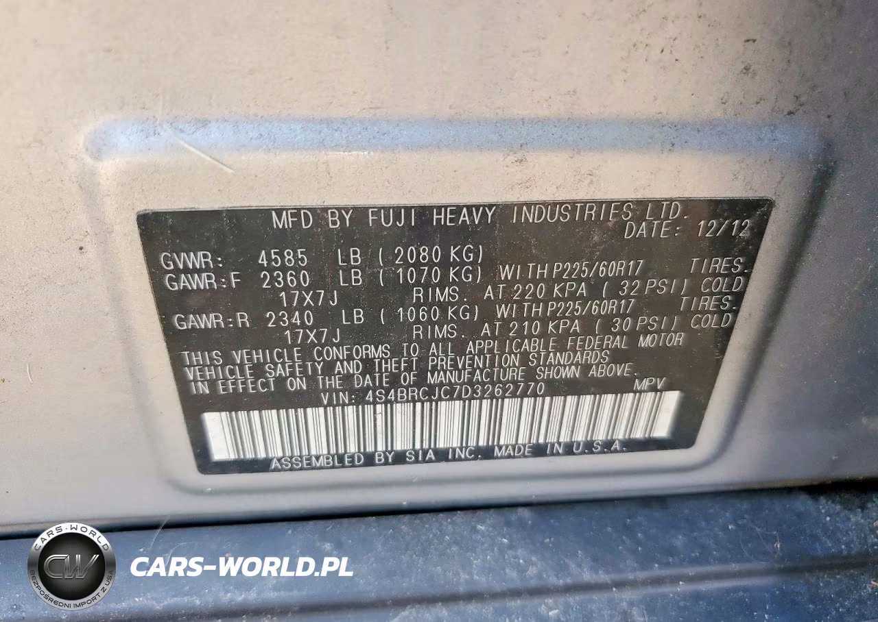 2013 Subaru Outback 2.5I Limited VIN:4S4BRCJC7D3262770 - 13