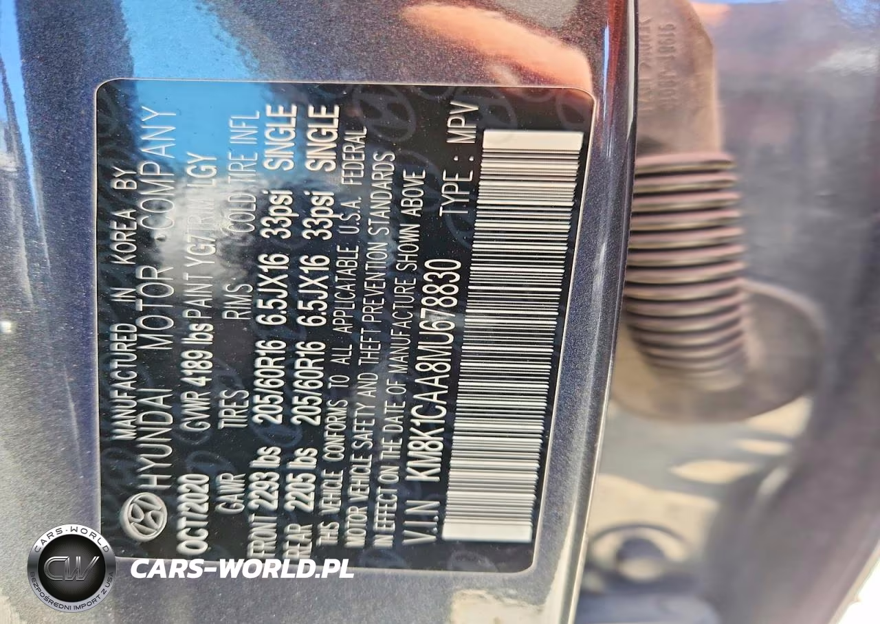 2021 Hyundai Kona Se VIN:KM8K1CAA8MU678830 - 12