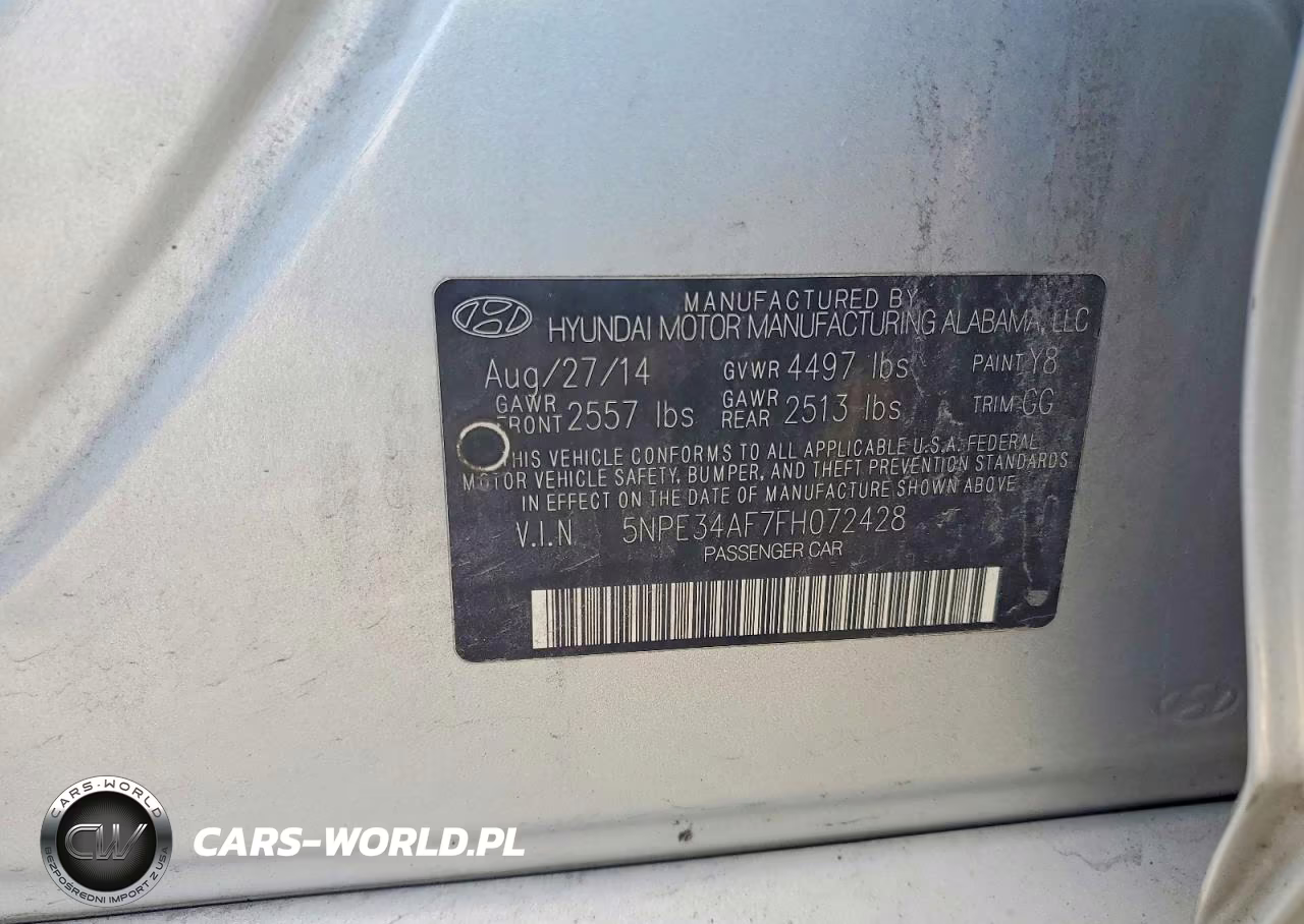 2015 Hyundai Sonata Limited VIN:5NPE34AF7FH072428 - 12