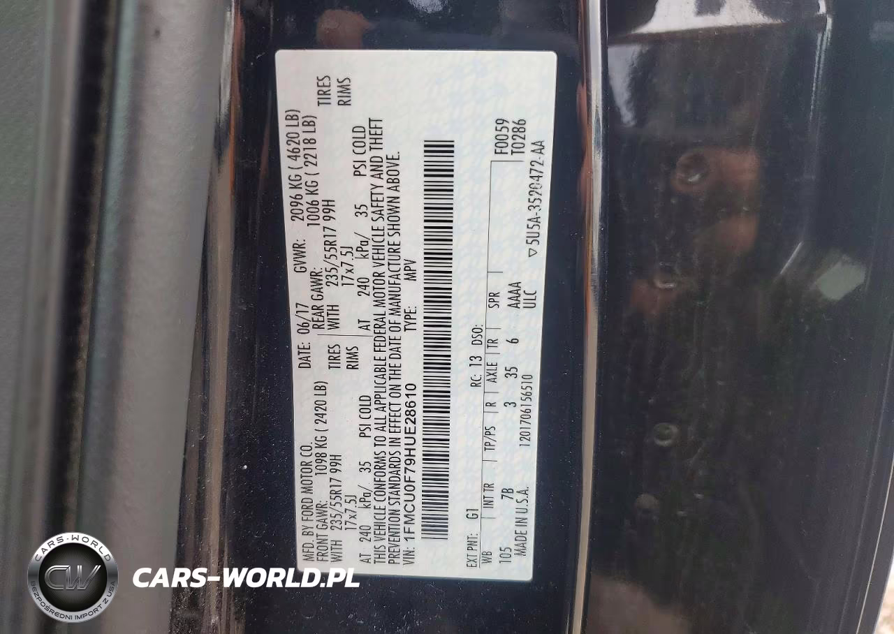 2017 Ford Escape S VIN:1FMCU0F79HUE28610 - 13