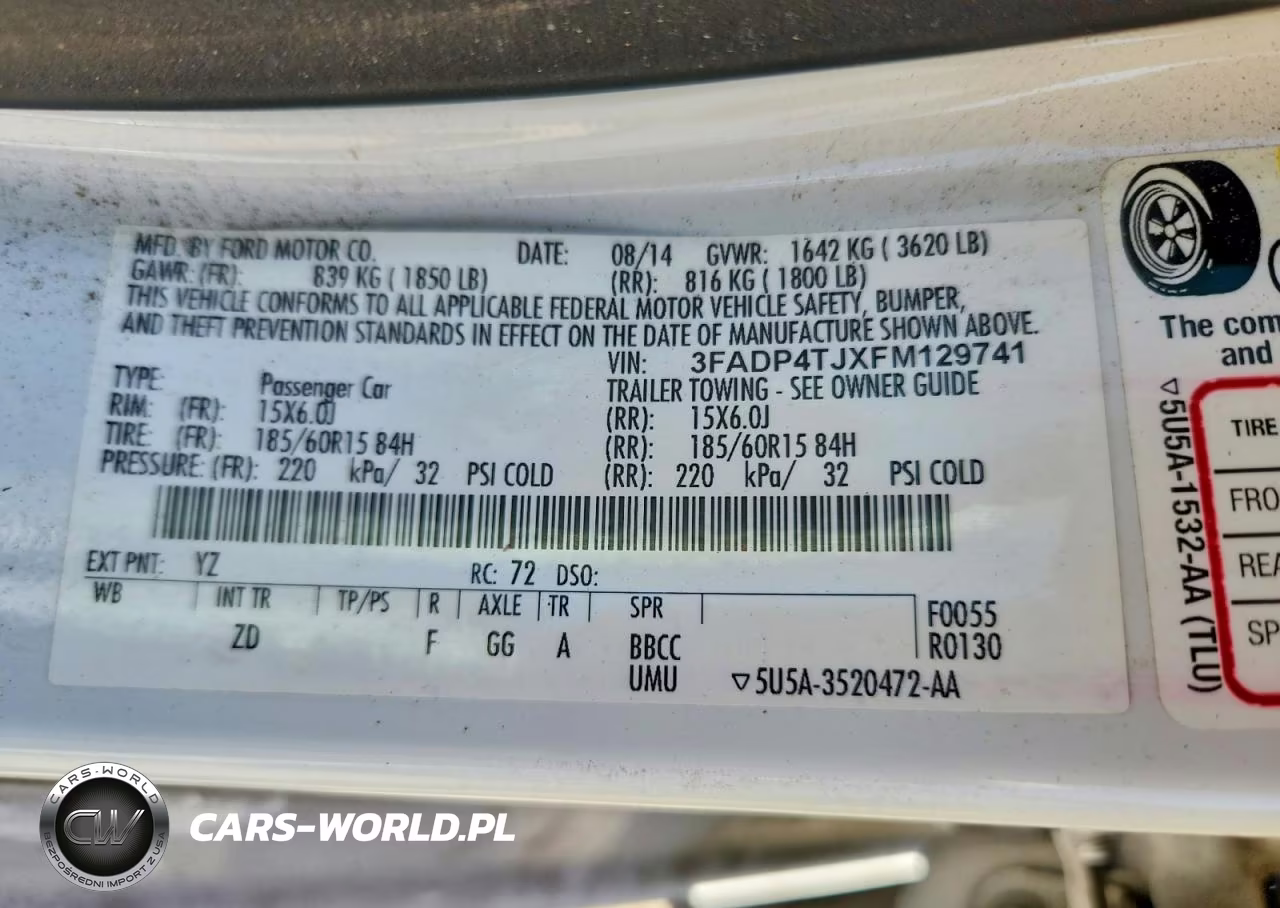 2015 Ford Fiesta S VIN:3FADP4TJXFM129741 - 12